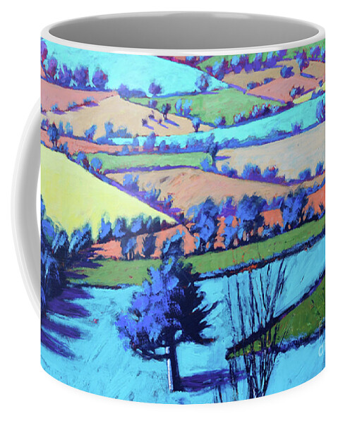 Blue Coffee Mug featuring the painting Teme Valley summer II close up by Paul Powis
