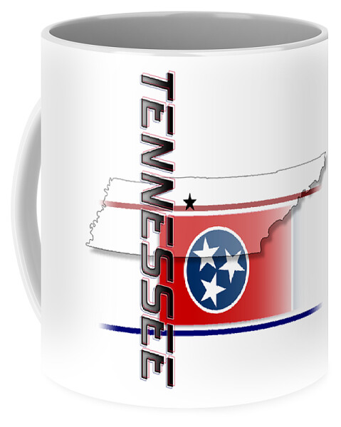 Tennessee Coffee Mug featuring the digital art Tennessee State Vertical Print by Rick Bartrand