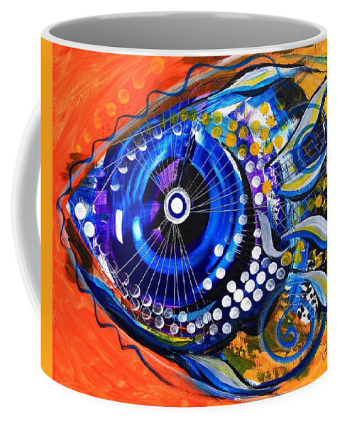 Fish Coffee Mug featuring the painting Tenured Acrimonious Fish by J Vincent Scarpace
