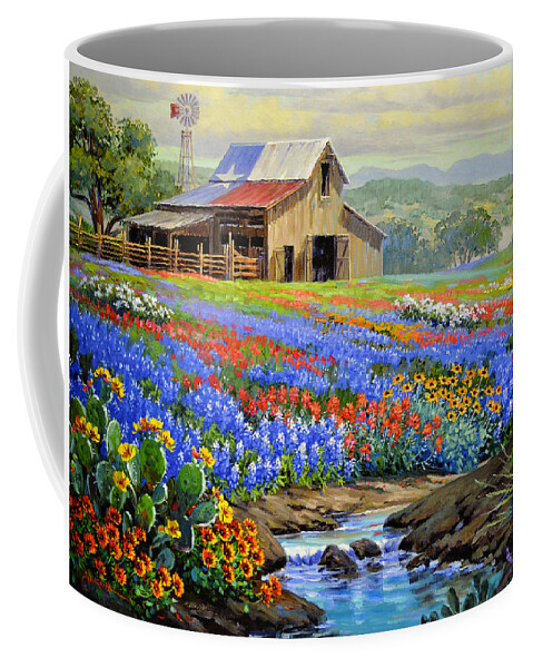 Mikki Senkarik Coffee Mug featuring the painting Texas Glory Never Fades by Mikki Senkarik