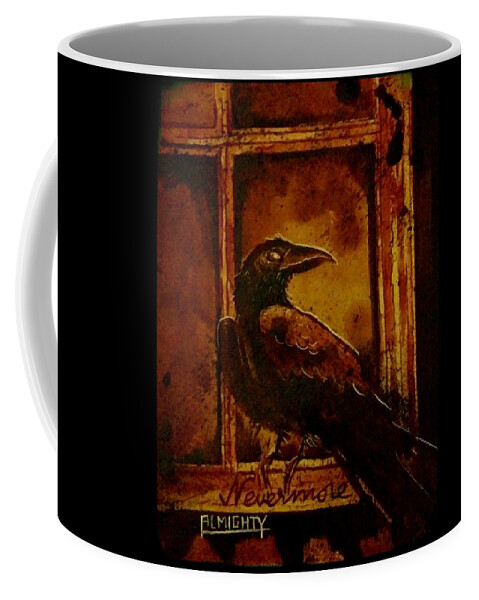 Ryanalmighty Coffee Mug featuring the painting Th Raven - Nevermore by Ryan Almighty