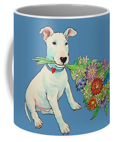 Bull Terrier Coffee Mug featuring the painting Thank You by Jindra Noewi