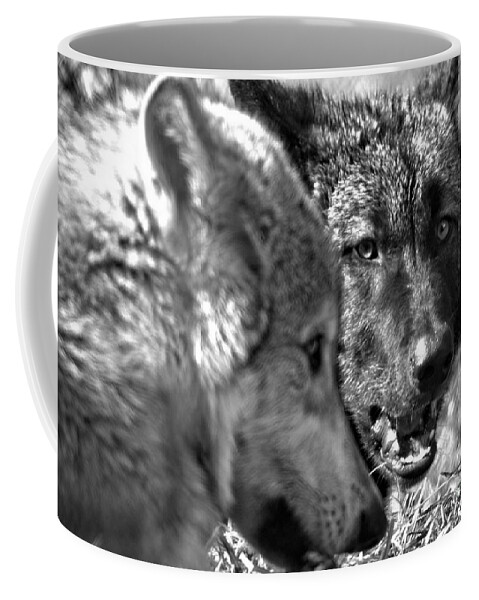Wolf Coffee Mug featuring the photograph That's My Bone Black And White by Adam Jewell