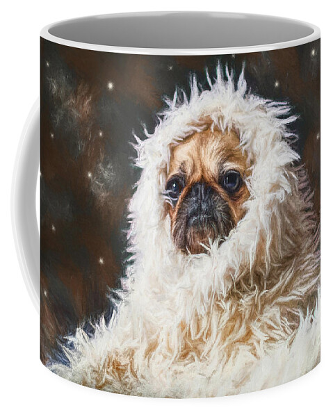 Pug Coffee Mug featuring the painting The Abominable Pug by Tina LeCour
