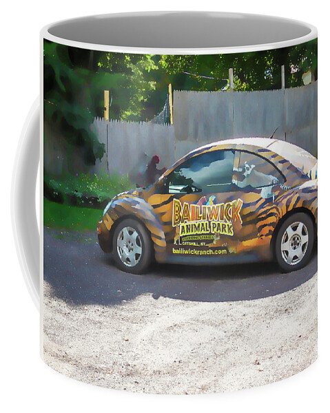 The Animal Parks New Theme Car Coffee Mug featuring the painting The animal parks new theme car 3 by Jeelan Clark