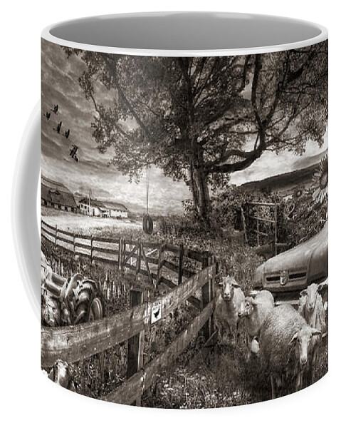 Barn Coffee Mug featuring the photograph The Appalachian Farm Life in Sepia Tones by Debra and Dave Vanderlaan