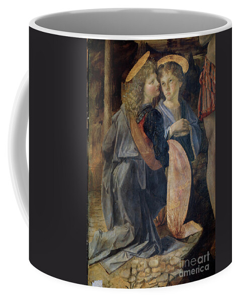 Da Vinci Coffee Mug featuring the painting The Baptism Of Christ, Detail by Andrea Del Verrocchio