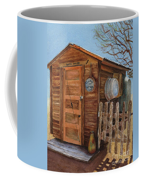 Dobson Museum Coffee Mug featuring the painting The Bath House by Karen Fleschler