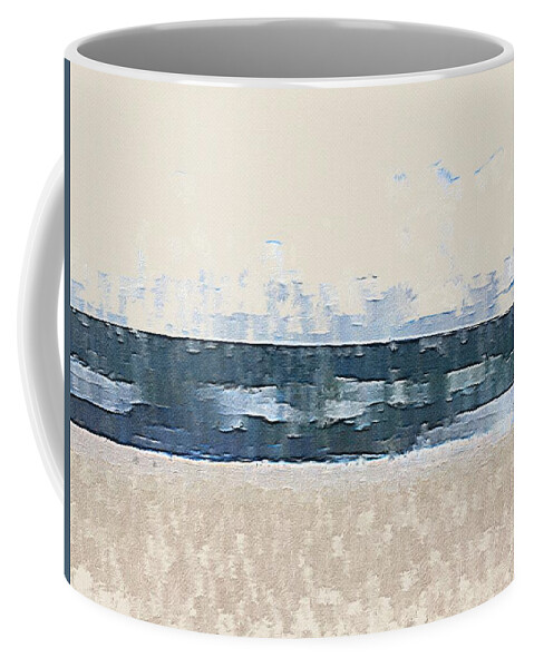 A Cubist Rendition Of The Beach At Falmouth Coffee Mug featuring the digital art The Beach at Falmouth 2 by Steve Glines
