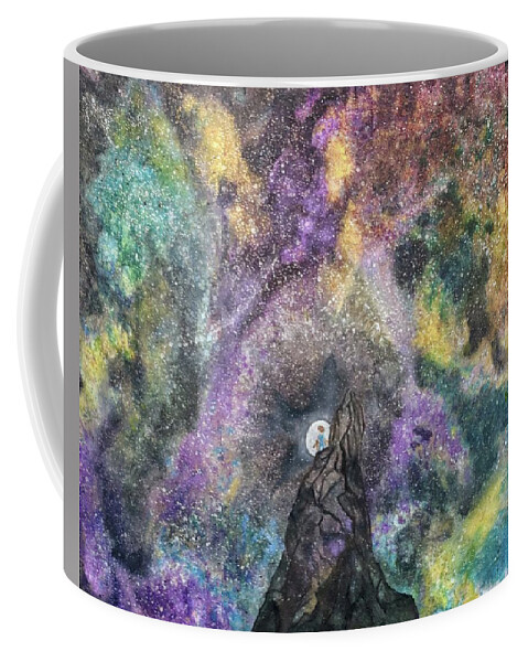 Moon Coffee Mug featuring the painting The Boy Who Followed The Moon by Misty Morehead
