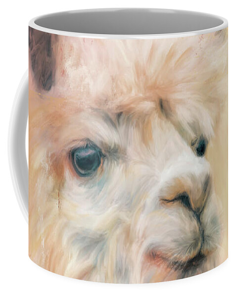Colorful Coffee Mug featuring the painting The Charismatic Alpaca by Jai Johnson