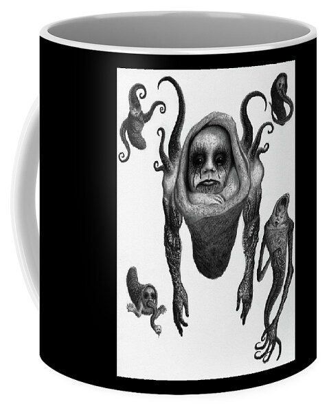 Horror Coffee Mug featuring the drawing The Corrupted Demon Profile - Artwork by Ryan Nieves