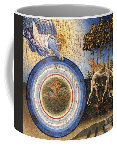 Angel Coffee Mug featuring the painting The Creation Of The World And The Expulsion From Paradise, 1445 by Giovanni Di Paolo Di Grazia