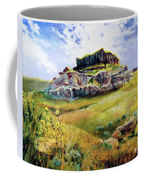 Mammal Fossils Coffee Mug featuring the painting The Daemonilix Beds by Cynthia Westbrook