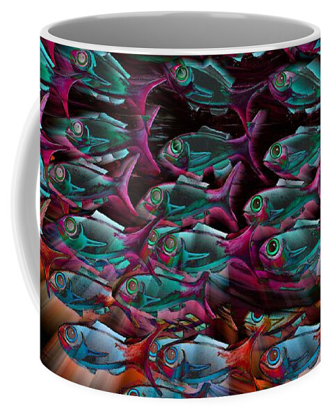 Modern Abstract Coffee Mug featuring the painting The Fish - At Night by Joan Stratton