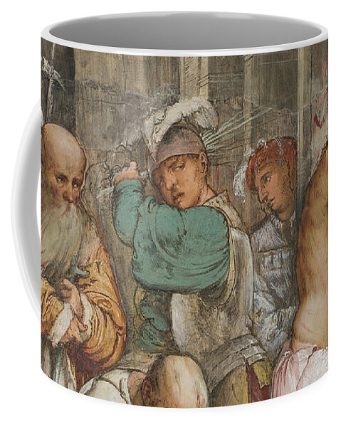 Christian Coffee Mug featuring the painting The Flagellation Of Christ, Jerome Romanino, 1519, Detail by Girolamo Romanino