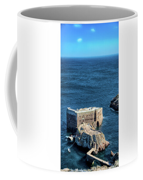 Ocean Coffee Mug featuring the photograph The Fort alone in the deepest blue by Micah Offman