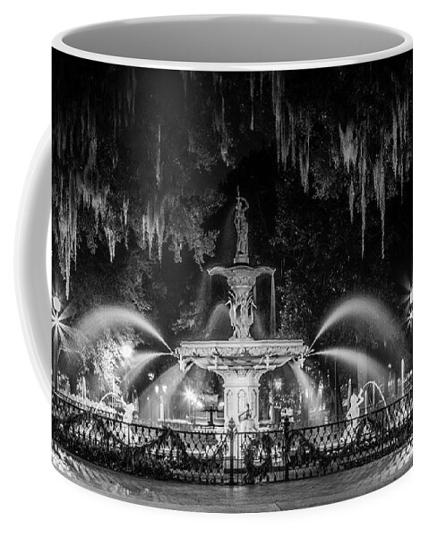 Savannanh Coffee Mug featuring the photograph The Fountain in Monochrome by Ray Silva
