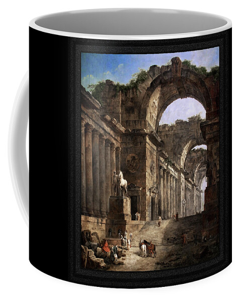The Fountain Coffee Mug featuring the painting The Fountains by Hubert Robert by Rolando Burbon