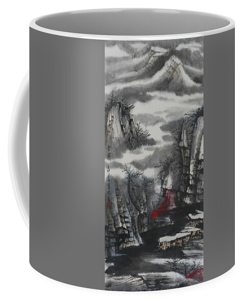 Chinese Watercolor Coffee Mug featuring the painting The Four Seasons Version 1 - Winter by Jenny Sanders