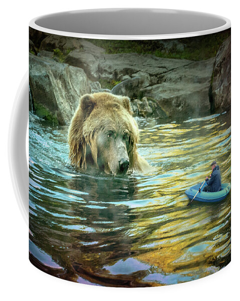 Grizzly Bear Coffee Mug featuring the digital art The Get Away by Jeanette Mahoney