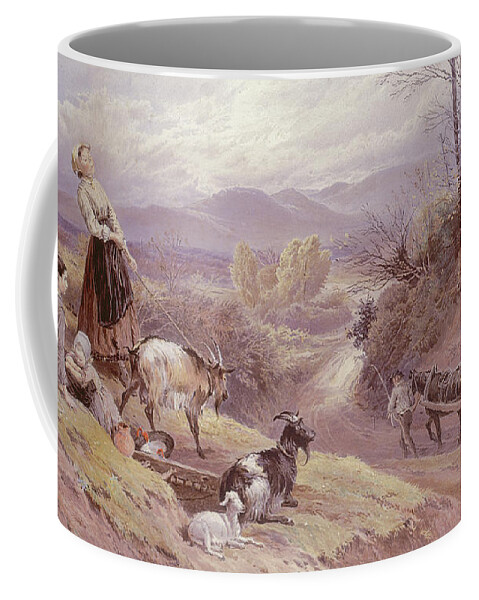 The Goat Herd Coffee Mug featuring the painting The Goat Herd, 19th century by Myles Birket Foster
