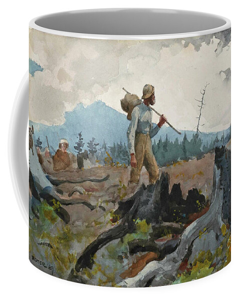 Winslow Homer Coffee Mug featuring the drawing The Guide and Woodsman by Winslow Homer
