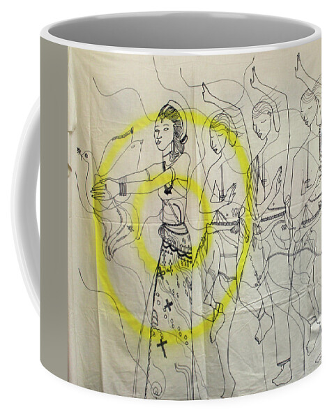 Jesus Christ Coffee Mug featuring the painting The Holy Trinity and Our Lady Saint Mary Lord Of The Dance Asia by Gloria Ssali