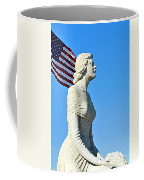 The Lady By The Sea Coffee Mug featuring the photograph The Lady by the Sea, Hampton Beach NH by THERESA Nye