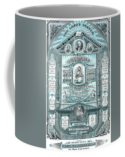 Blue Coffee Mug featuring the drawing The Lords Prayer and the Ten Commandments by American School