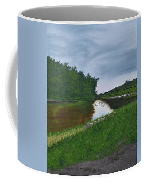 Landscape Coffee Mug featuring the painting The Mighty Red by Gabrielle Munoz