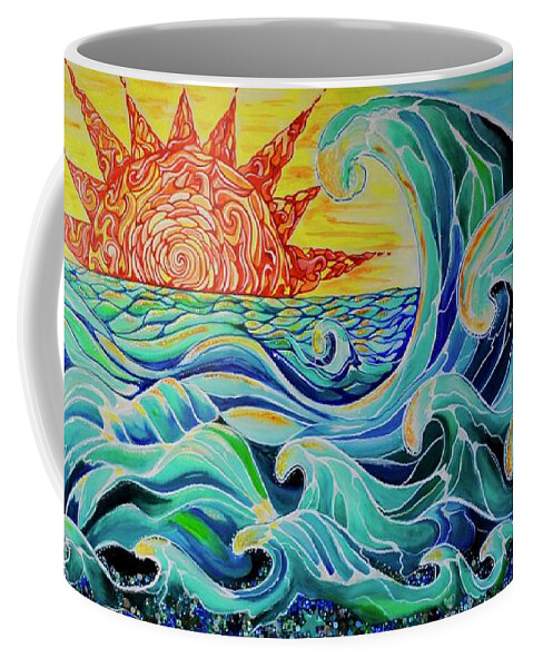 Waves Coffee Mug featuring the painting The Mother Wave by Patricia Arroyo