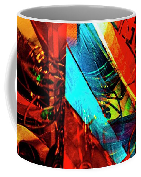 Abstract Coffee Mug featuring the mixed media The Moveable Eternal Feast by Elena Gantchikova