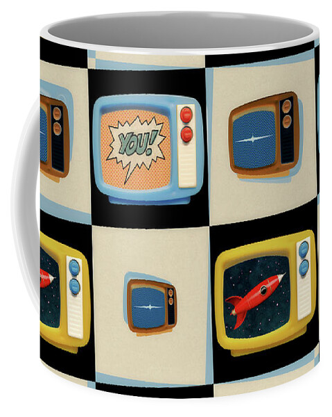 Nostalgia Coffee Mug featuring the mixed media The Nerd Pattern by Udo Linke