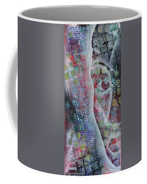 Abstract Coffee Mug featuring the mixed media The New Face by Totally Talliesen