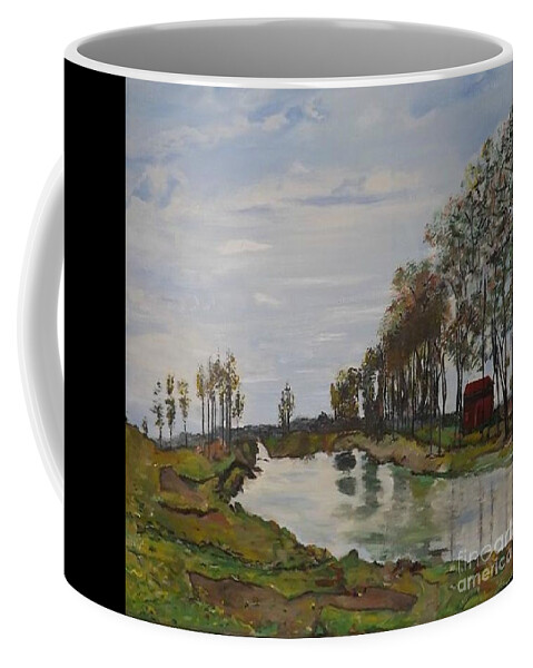 Acrylic Coffee Mug featuring the painting The Red Barn by Denise Morgan