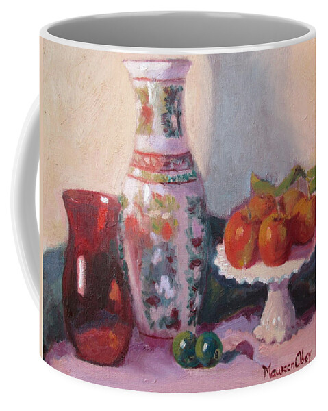 Red Glass Coffee Mug featuring the painting The Red Glass by Maureen Obey