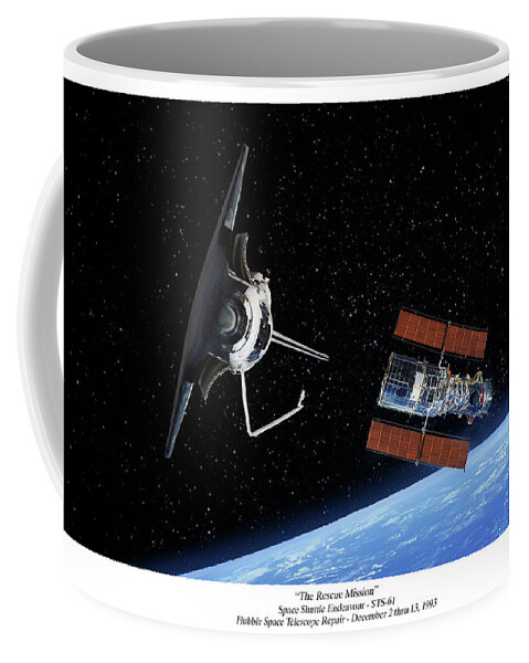 Space Shuttle Coffee Mug featuring the digital art The Rescue Mission by Mark Karvon