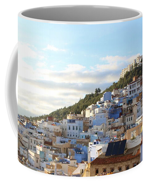 Travel Coffee Mug featuring the photograph The rooftop view in Chefchaouen Morroco by Nakayosisan Wld