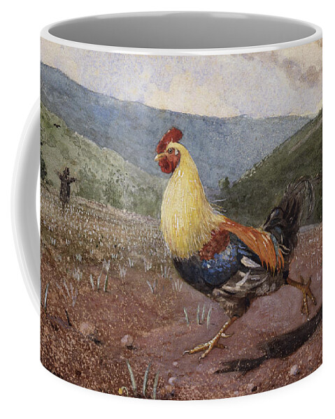 The Rooster Coffee Mug featuring the painting The Rooster, 1876 by Winslow Homer