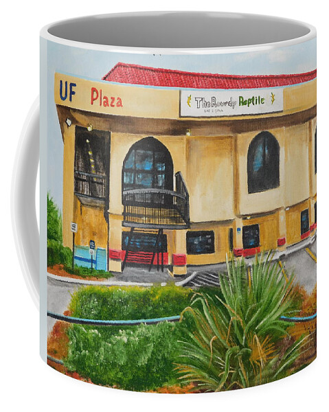 The Rowdy Reptile Bar & Grill Coffee Mug featuring the painting The Rowdy Reptile Bar And Grill - Gainesville, Florida by Lloyd Dobson