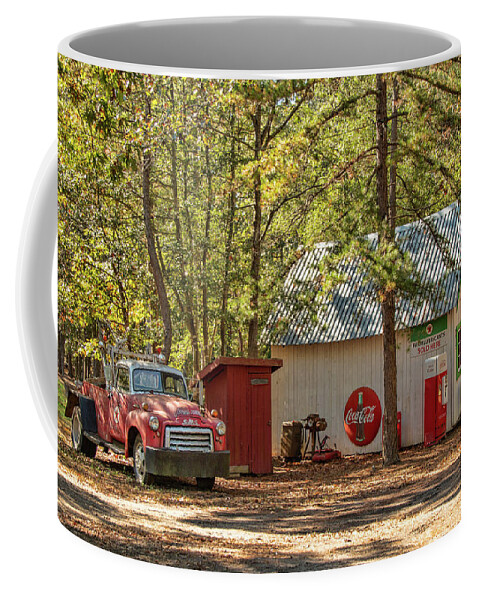 Service Coffee Mug featuring the photograph The Rural Texaco Station by Kristia Adams