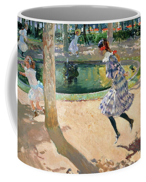 Joaquin Sorolla Coffee Mug featuring the painting The Skipping Rope - Digital Remastered Edition by Joaquin Sorolla