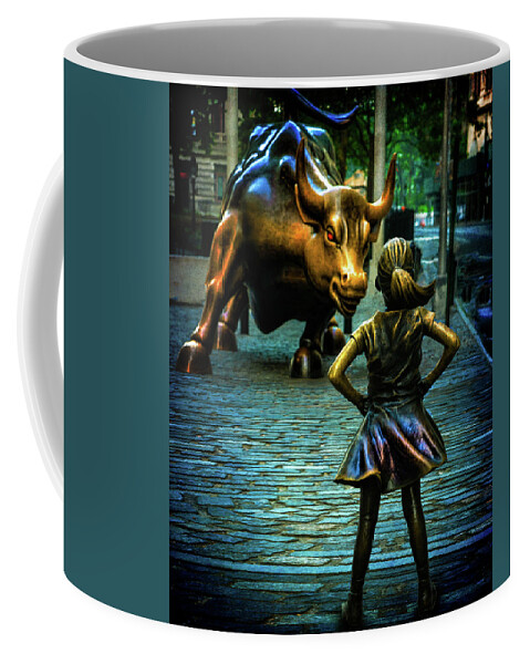 Fearless Girl Coffee Mug featuring the photograph The Standoff by Chris Lord