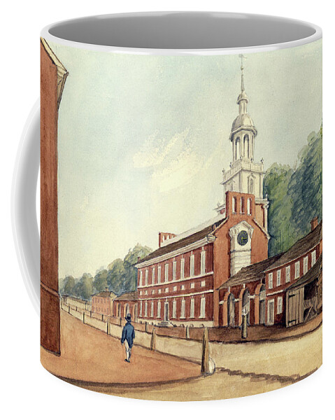 William Breton Coffee Mug featuring the drawing The State House in 1778 by William Breton