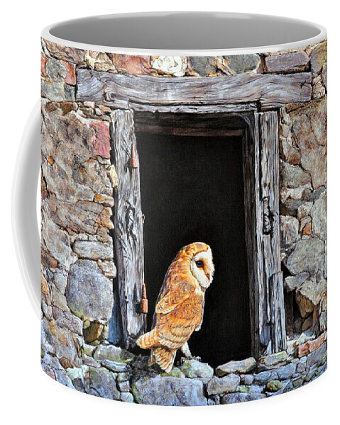 Keywords: Paintings Coffee Mug featuring the painting The Visitor - Barn Owl by Alan M Hunt by Alan M Hunt