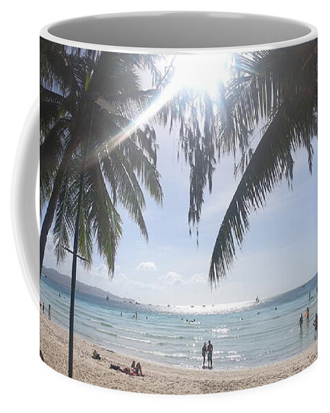 Boracay Coffee Mug featuring the photograph The white beach in Boracay island by Nakayosisan Wld