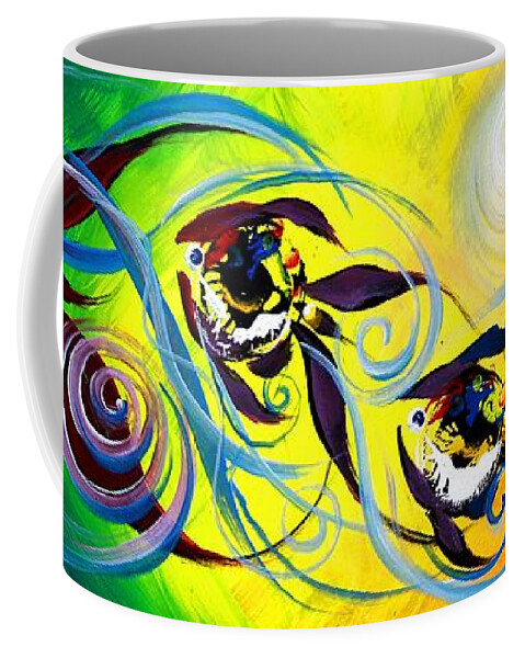 Fish Coffee Mug featuring the painting They Follow for A While by J Vincent Scarpace
