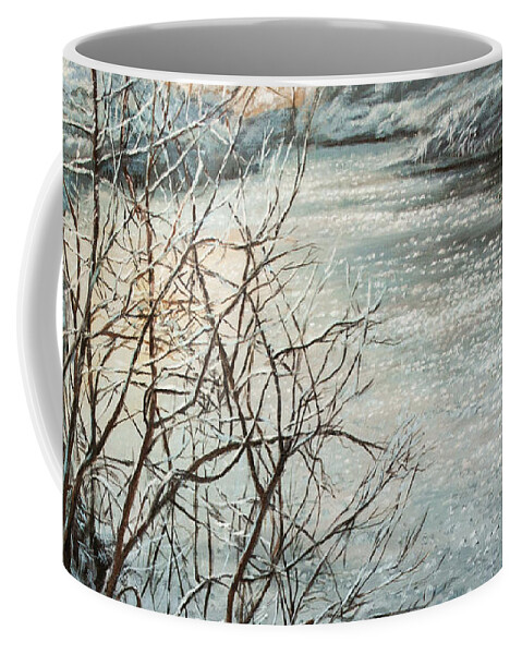 Winter Landscape Coffee Mug featuring the painting Thin Ice by Hans Egil Saele