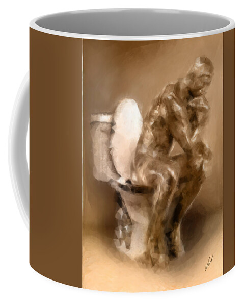 Thinker Coffee Mug featuring the painting Thinker by Vart Studio